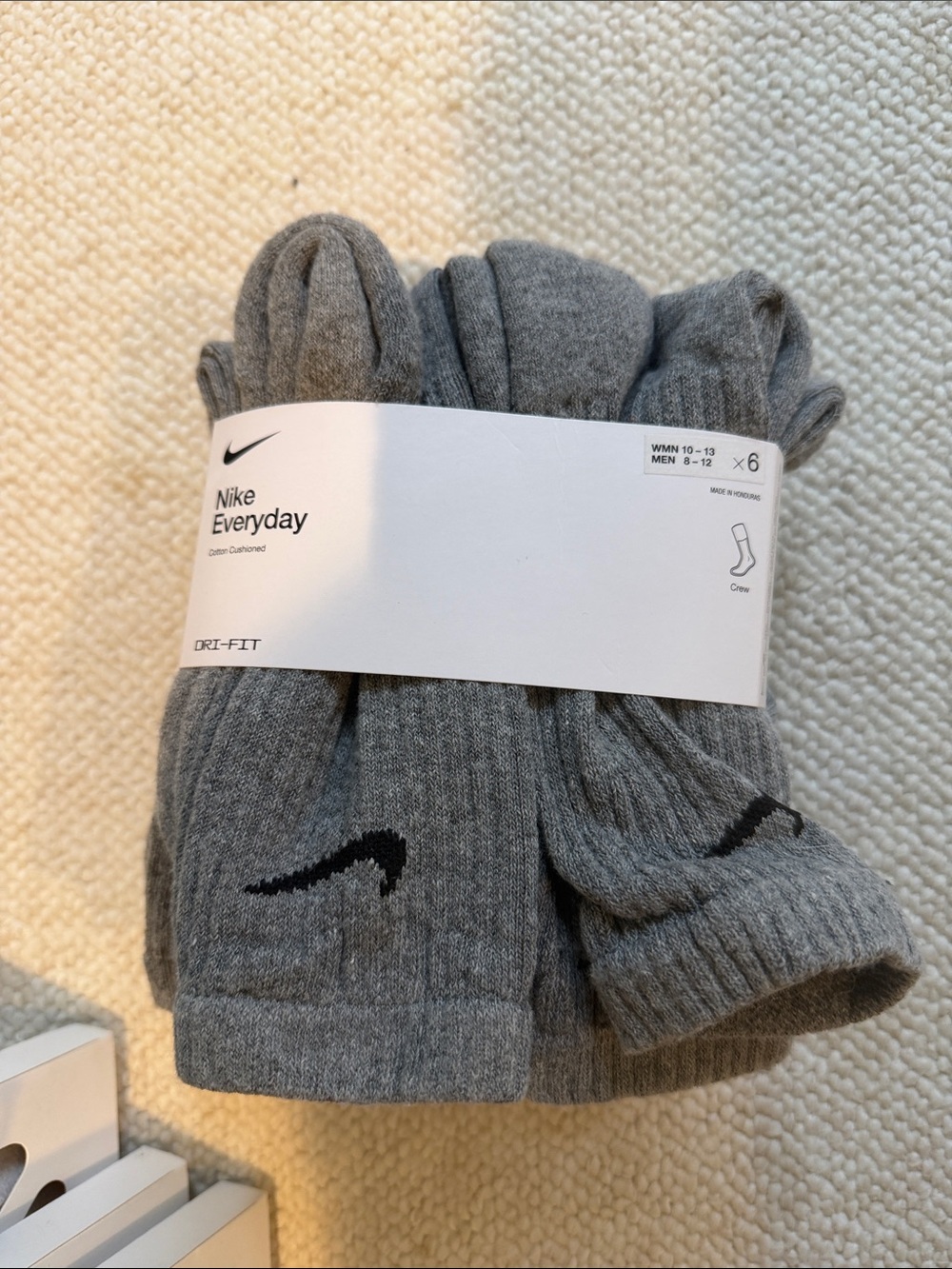 Nike Grey Everyday Dri-FIT Crew Socks - 6 Pack